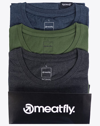 Balení pánských triček Meatfly Basic  Multipack, Charcoal Heather/Olive/Navy Heather