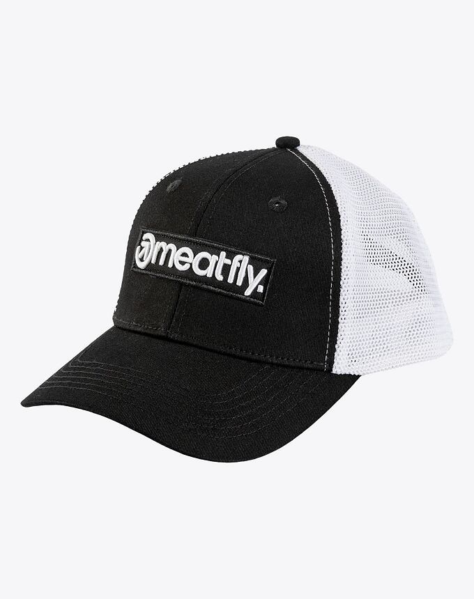 Kšiltovka Meatfly Caleb Trucker, Basic Logo White / Black