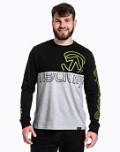 Pánské tričko s dlouhým rukávem Meatfly Judgement, Lime Logo / Black / Grey Heather